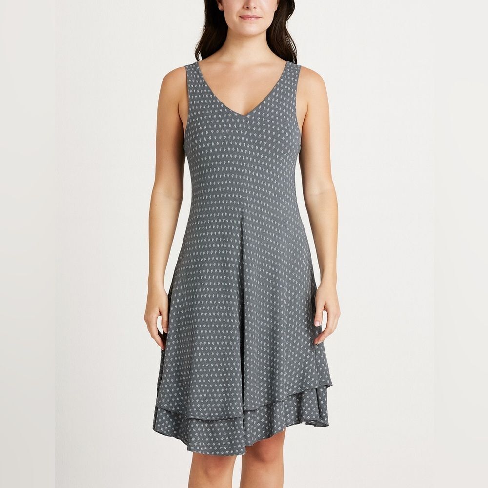 Cherishh Made in Italy Blue Polka Dot Cotton Layered Hem Dress V Neck Size M